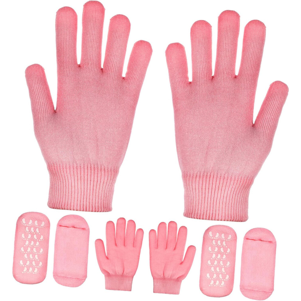 Hkhbjs 2 Sets Moisturizing Socks And Gloves For Foot Care Pink Callus Remover Therapy Hand Skin Care Gloves For Moisturizing