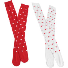 Paar romantische Valentinstags-Festivalstrümpfe für Damen, lange Socken mit Herzmuster, ideal für Rollenspiele und Partys.