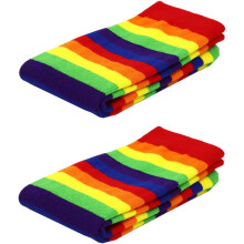 2 paar katoenen sokken met regenboogstrepen voor kinderen van 5-12 jaar, warme sokken, zachte en ademende sokken