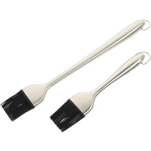 2 brochas para aceite de barbacoa, brochas para hornear, acero inoxidable, silicona, resistentes a altas temperaturas, ligeras.