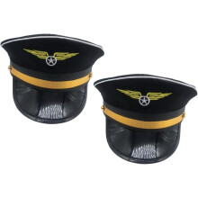 2 Stück verstellbare, dekorative Pilotenmütze als Accessoire für klassische schwarze Kostüme
