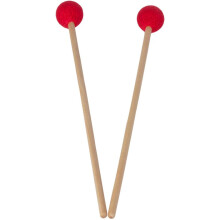 2 Marimba-Schlägel mit roten Kunststoffköpfen, Schlaginstrumenten-Schlägel