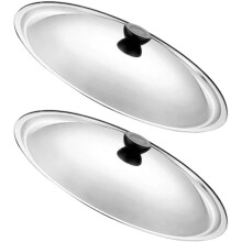 2 Stück Edelstahl-Deckel für runde Töpfe und Pfannen, verschleißfest, leicht zu reinigen, ideal zum Kochen in der Küche.