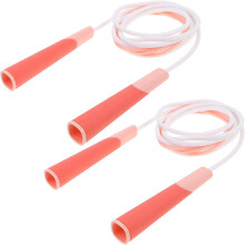 Juego de 2 cuerdas para saltar, 110 cuerdas ajustables de color rosa con mangos ergonómicos.
