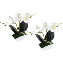 Künstliche Phalaenopsis-Seidenblumen, 2 Stück, aus Kunstseide, hohes Maß an Realismus