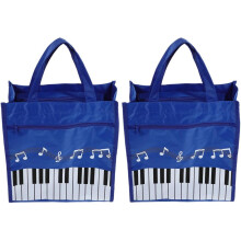 2er-Set Tragetaschen mit Musiknoten-Motiv für Damen, tragbare, doppellagige Handtaschen zur Aufbewahrung von Noten und Büchern