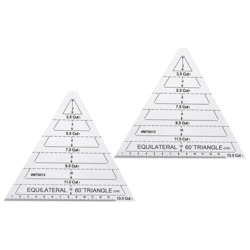 2pcs Quilting Regra Set Acrílico 60 graus Equilateral Triângulo Quilting Modelos
