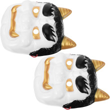 2 Stück Prajna-Masken, japanische Dämonen- und Geistermasken, gruselige Tengu-Gesichter, handbemalte Bühnenrequisiten