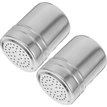 2 Stück Edelstahl-Gewürzstreuer für Salz, Zucker und Pfeffer, Metallbehälter für Gewürze in der Küche