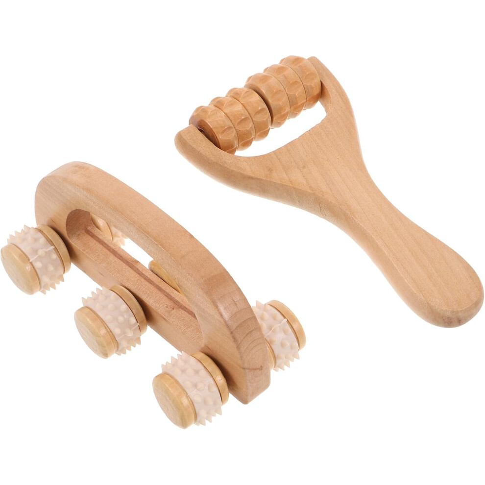 Hkhbjs 2Pcs Wooden Massage Roller Hand Held Massage Tool For Neck And Feet
