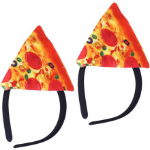 2er-Pack verrückte Hut-Accessoires: Leichte Pizza-Stirnbänder für Halloween-Dekorationen, Essensparty-Kostüme und italienische Koch-Outfits