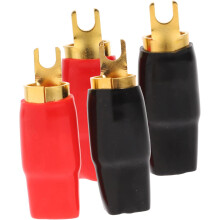 2 Paar Audio-Anschlussklemmen mit Crimpverbindern für Lautsprecherkabel, Kabelschuhe, Crimp-Barriere-Kabelschuhe aus verzinktem Messing