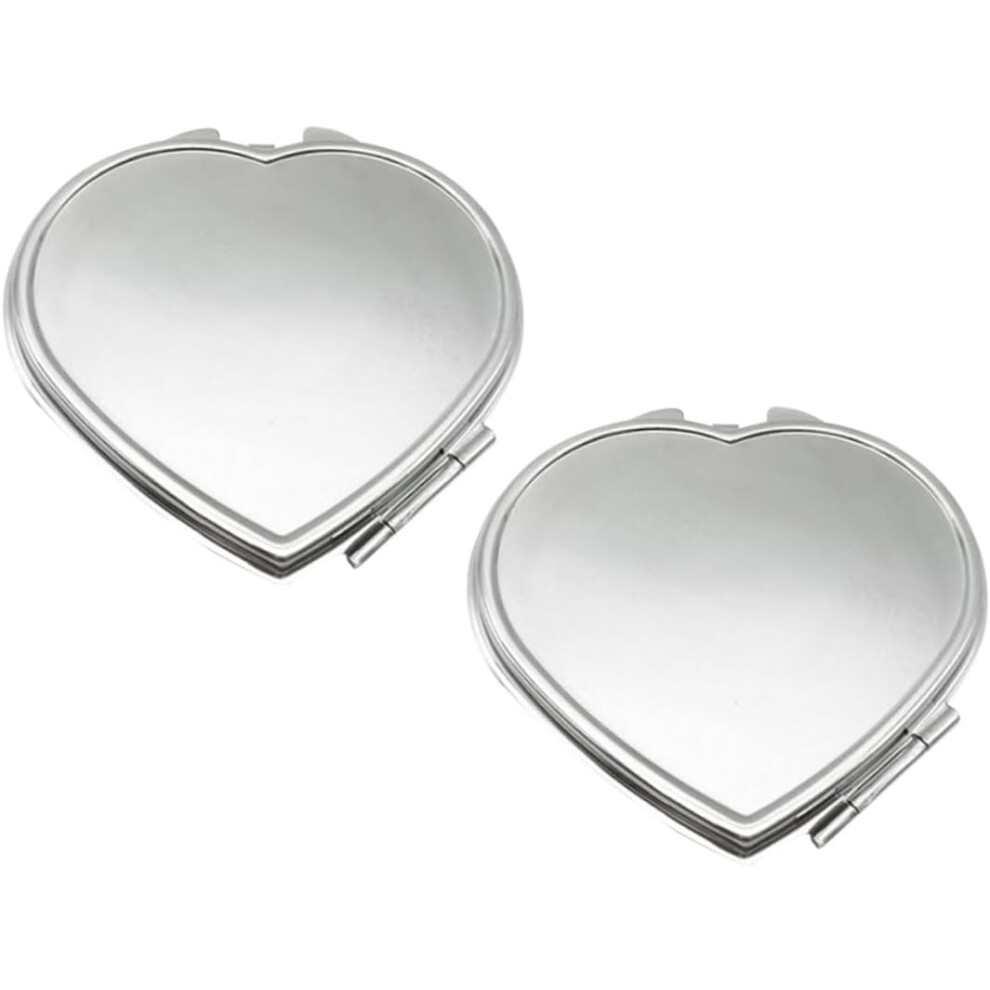 Hkhbjs 2Pcs Portable Compact Travel Makeup Mirror Metal Folding Mirrors Heart Shape Design Pocket