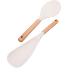 2er-Pack Silikon-Reislöffel für den Haushalt, verschleißfest, ergonomischer Griff, weiß, Küchenaccessoire