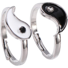 2pcs Vintage Taiji Bagua Alloy Open Adjustable Rings for Couples, Skin Friendly for Wedding Or Evening Party Accessories