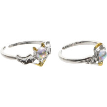 Verstellbarer Mondsteinring, Vintage-Ring, offener Ring für Damen, elegantes Verlobungs-Accessoire