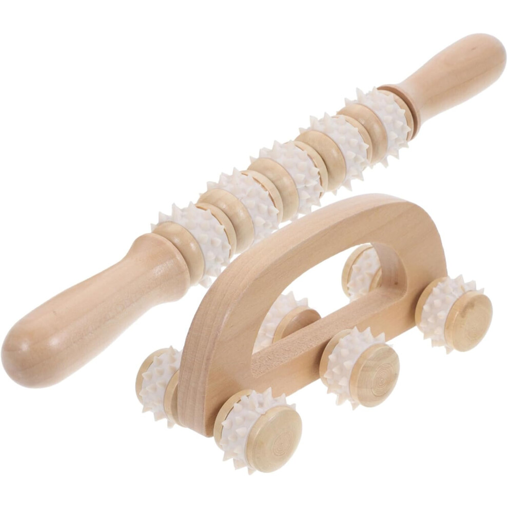 Hkhbjs 2Pcs Wooden Massage Roller Stick Manual Neck Back Body Massager Tools