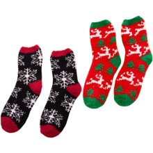 2 Paar Weihnachtsstrümpfe, flauschige Damensocken, Winterstrümpfe für Zuhause, Weihnachtsaccessoires