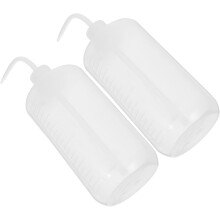 2 st 1000 ml böjda munsköljflaskor i plast med måttmarkeringar, vita pressflaskor för laboratoriebruk
