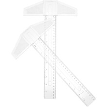 2 stuks 30 cm T-linialen voor tekenen en knutselen, T-linialen met dubbele schaalverdeling voor architectonisch ontwerp en houtbewerking.