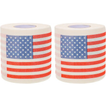 Kreative Toilettenpapierrollen mit amerikanischer Flagge, 2 Stück, 3-lagiges Toilettenpapier, 150 Blatt pro Rolle (10 x 10 cm)