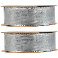2 rullar klippbart bukettband dekorativt omslagsband silvermetalltråd delikat