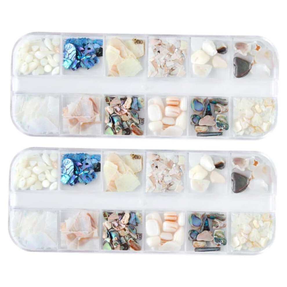 Hkhbjs 2 Sets Natural Shell Flake Nail Decor Fashionable Manicure Accessory Lightweight Chic Nail Ornament For Women