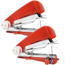 Mini-Nähmaschinen-Set, tragbare Handnähmaschine, Nähwerkzeug-Set, rot, 2-teilig