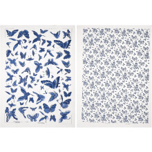 2 Sheets Blue and White Decal Paper Underglaze for Ceramics Paper Decor Clay Pottery Classic Clay Decal Use