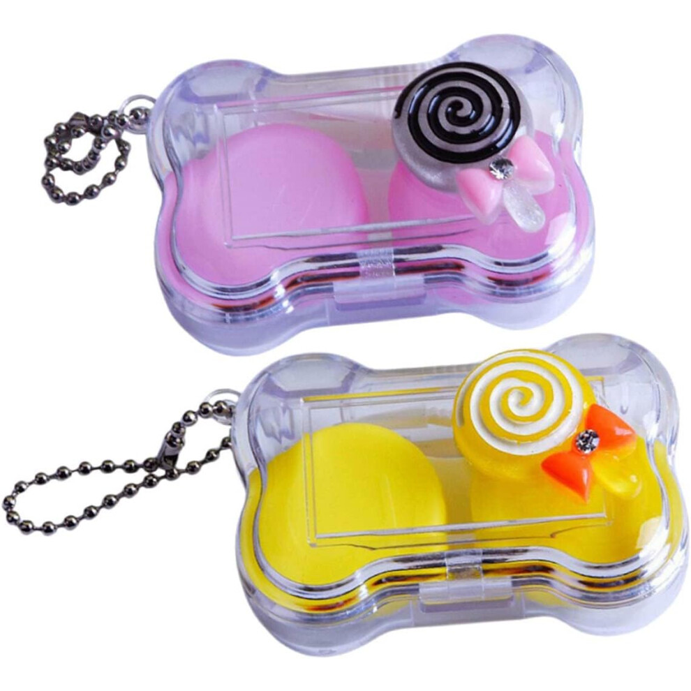 Hkhbjs 2Sets Travel Contact Lens Case Cosmetic Lens Container Small Box Outdoor Case For Women Contact Random Color