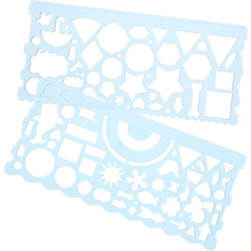 2pcs Plastic Drawing Templates Geometric Stencils Measuring Rulers Multifunctional Drafting Tools