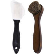 2-teiliges Schuhputzbürsten-Set mit Holzgriff und Borsten für effizientes Polieren