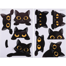 Bögen Steckdosenaufkleber mit Katzenmotiv, abnehmbare PVC-Leuchtetiketten, einfach anzubringen, schwarze Aufkleber