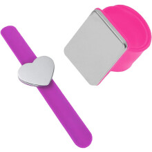 2 Stück magnetische Silikon-Armbandnadelhalter in Herz- und Quadratform