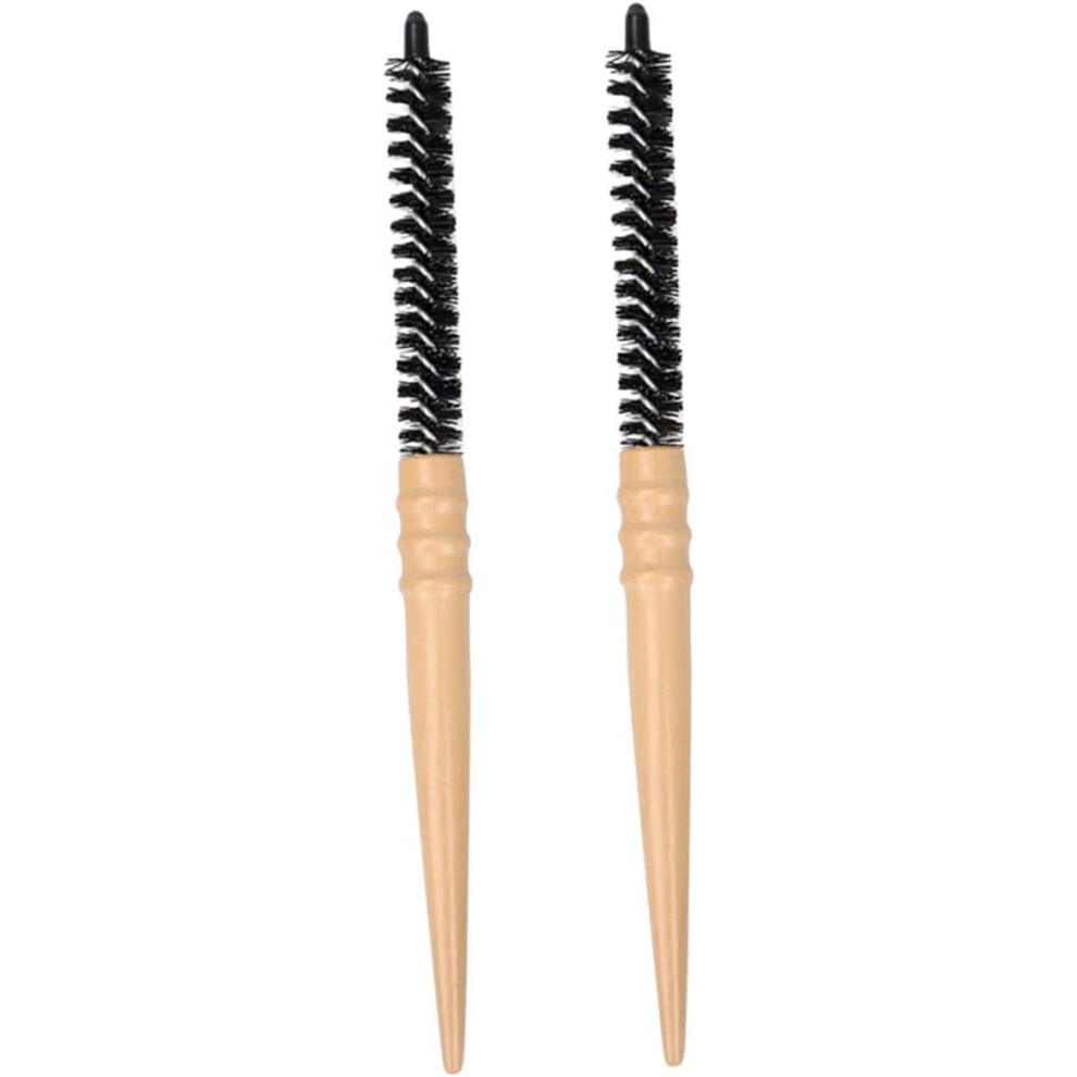 Hkhbjs Unisex Hair Curling Comb Scalp Massage Nylon Bristle Wooden Handle 2Pcs Anti-Static Small Wooden Hair Brush