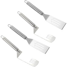 Mehrzweck-Pizzaschaufeln, 4-teiliges Küchen-Steakspatel-Set, silberfarbener Edelstahl