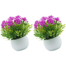 2 künstliche kleine Bonsai-Pflanzen in Halbkreisform mit naturgetreuem Aussehen, aus PVC und Schaumstoff