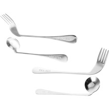 Colher angular e garfo de metal auxílio de alimentação 4pcs conjunto leve utensílios adaptativos
