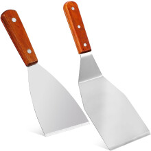 2-teiliges multifunktionales Pfannenwender-Set, Küchen-Kuchenwender aus Edelstahl und Holz, komfortabel