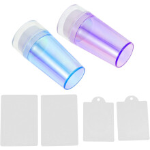 2 set silikon nagelstämpelkit DIY manikyr nagelkonst mönsterutskriftsverktyg skimrande handtag stämpelfodral
