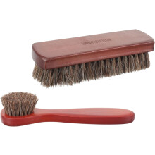 Horsehair Shoe Brush and Boot Brush Set 2pcs Polishing and Cleaning Kit