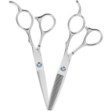 Juego de 2 tijeras de peluquería para zurdos, para uso profesional y aficionado.