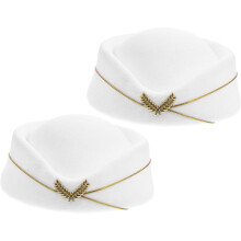 2pcs Cute Wide Brim Stewardess Hat Air Hostess Cap Felt Air Hostess Hat Beret Cap for Girls