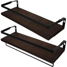 2-teiliges Wandregal aus Holz, Badezimmer-Aufbewahrungsregale, Material: Eisen und Holz, schwebendes Regaldesign