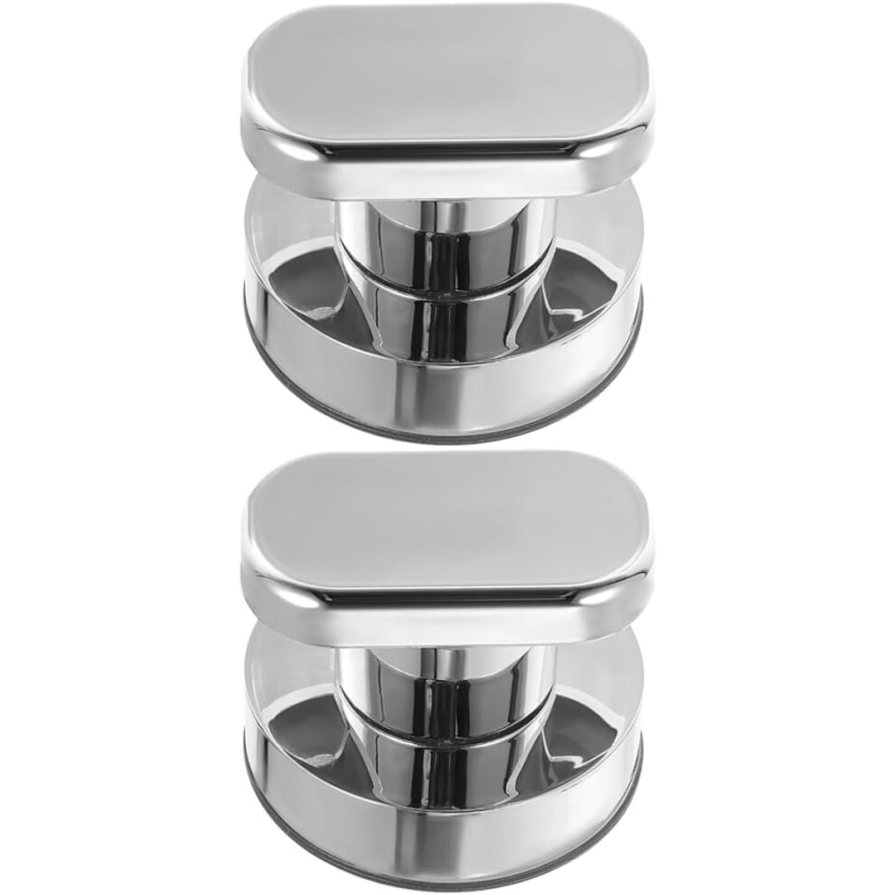 2Pcs Suction Cup Door Handle Suction Handle Silver Abs Strong Comfortable Grip Modern Sleek Design 5455468327933