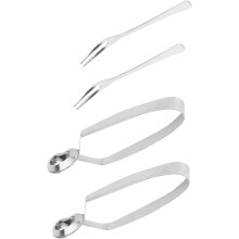 4-teiliges Schnecken-Essbesteck mit Schneckengabelclips aus hitzebeständigem Edelstahl