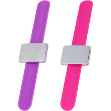 2 st magnetiska handledsnålshållare armband silikon frisörslappar för barbernålar förvaring i lila och rosrött