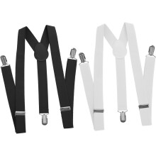 2 stuks verstelbare elastische Y-vormige bretels met clip voor volwassenen, wit en zwart, unisex, voor mannen en vrouwen