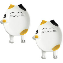 Keramik-Kellenhalter-Löffelablage-Set, 2-teilig, in Form einer Cartoon-Katze, Küchenutensilienablage