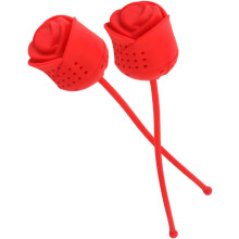 2er-Pack Silikon-Tee-Eier mit Rosenmotiv für losen Tee, Teesieb und Tee-Zubehör für Verliebte mit Rosenblütenmotiv
